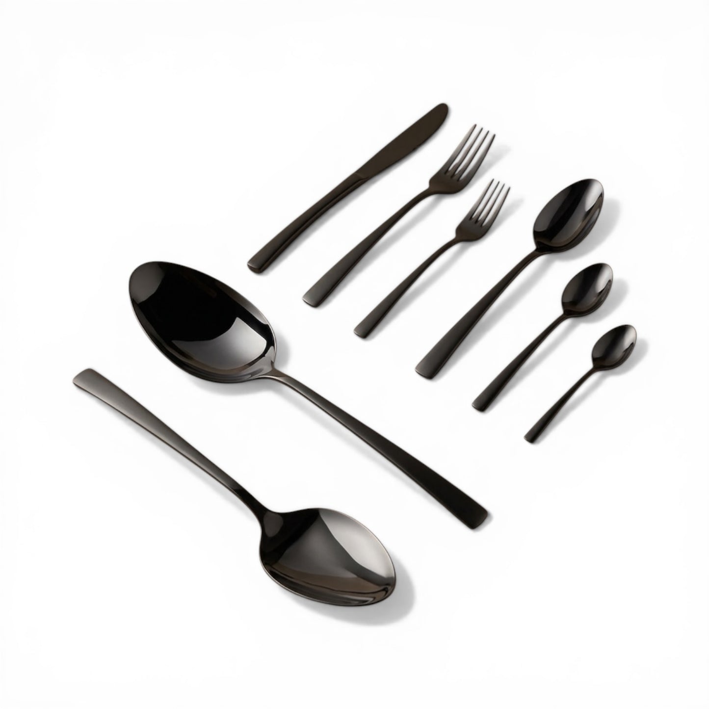 AlpenBerg Black Stainless Steel Cutlery Set with Stand - Mawaeen