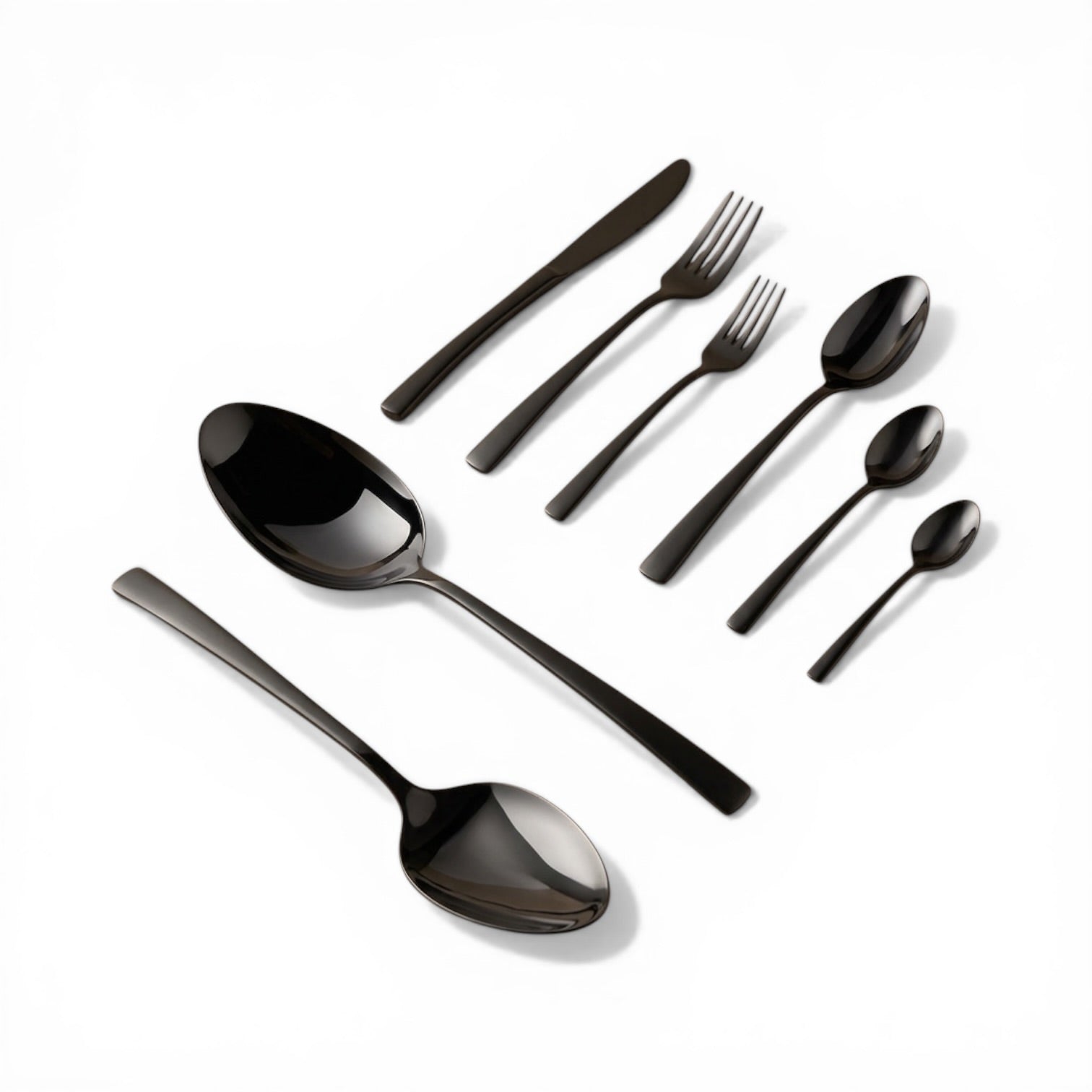 AlpenBerg Black Stainless Steel Cutlery Set with Stand - Mawaeen
