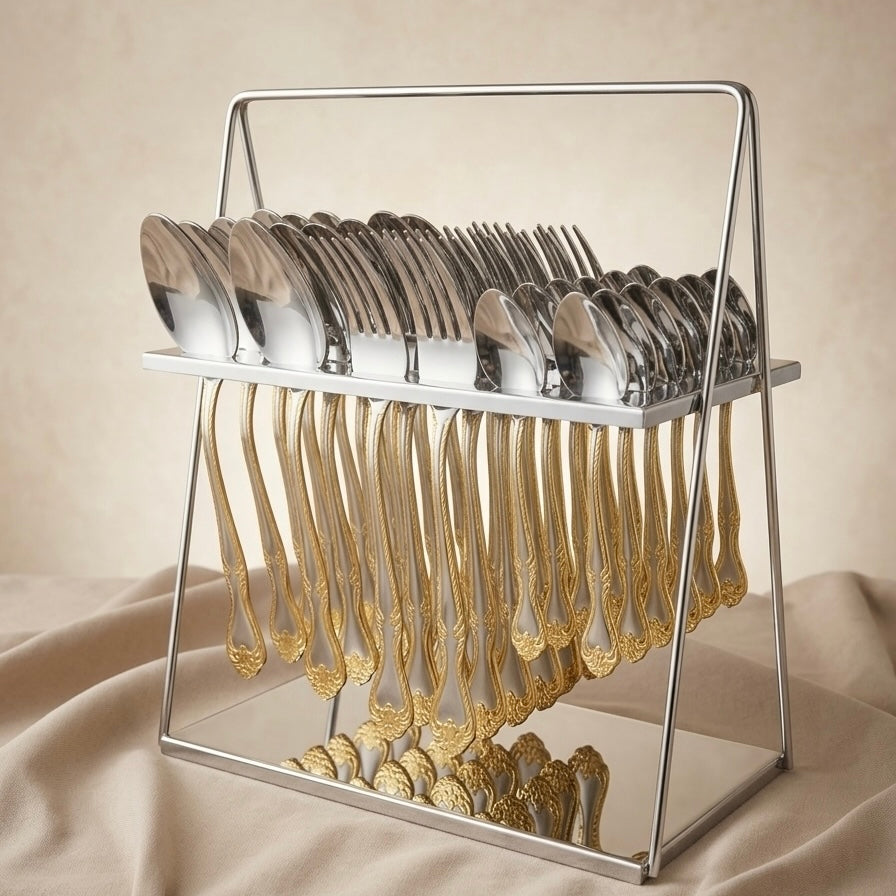 Premium 36-Piece Gold & Silver Cutlery Set - Mawaeen