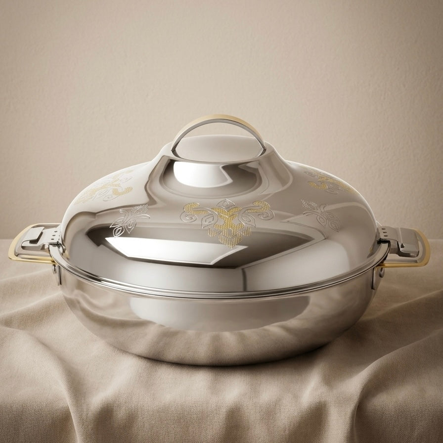 Elmah Gold Hot Pot 32 cm – Stainless Steel Food Warmer - Mawaeen