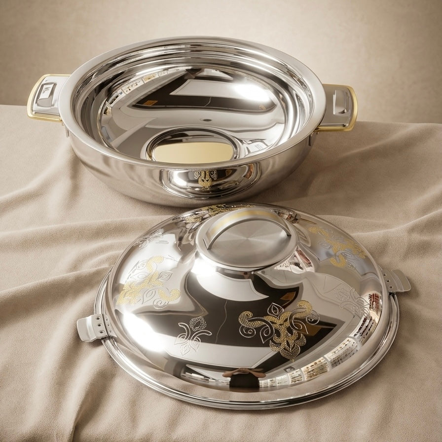 Elmah Gold Hot Pot 32 cm – Stainless Steel Food Warmer - Mawaeen