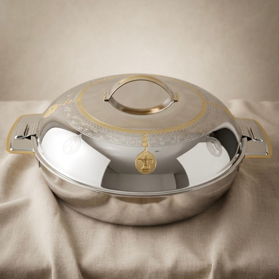 Salemah Gold Hot Pot 36 cm – Stainless Steel Food Warmer - Mawaeen