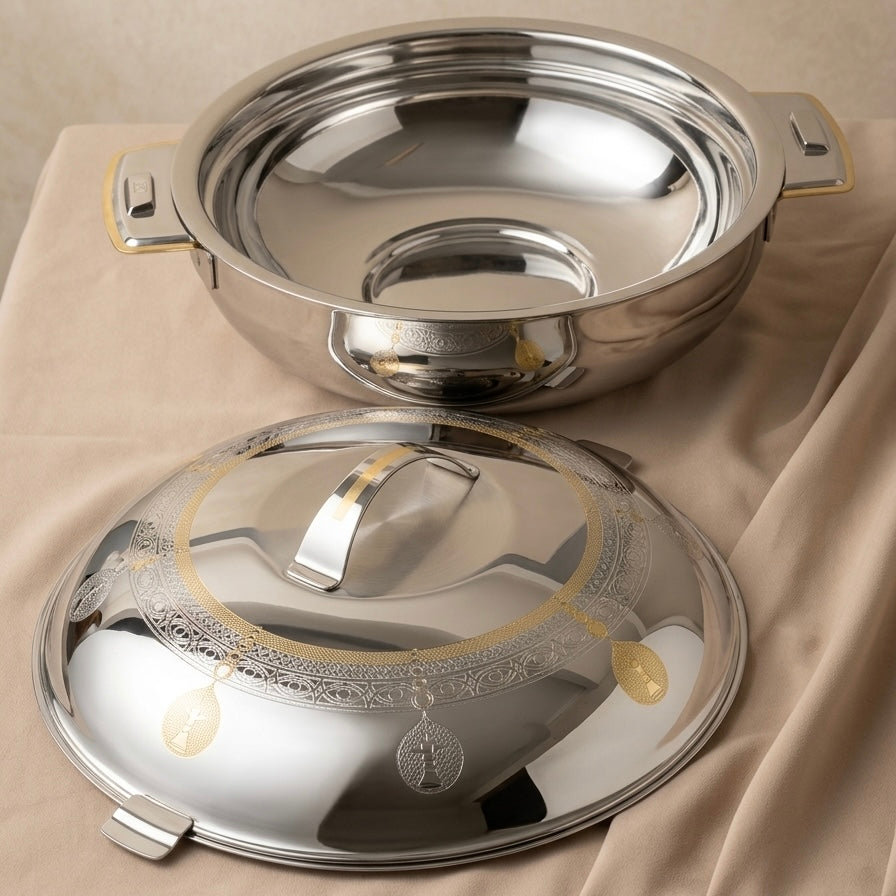Salemah Gold Hot Pot 32 cm – Stainless Steel Food Warmer - Mawaeen