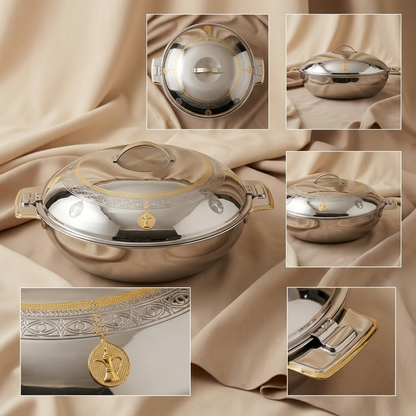 Salemah Gold Hot Pot 32 cm – Stainless Steel Food Warmer - Mawaeen