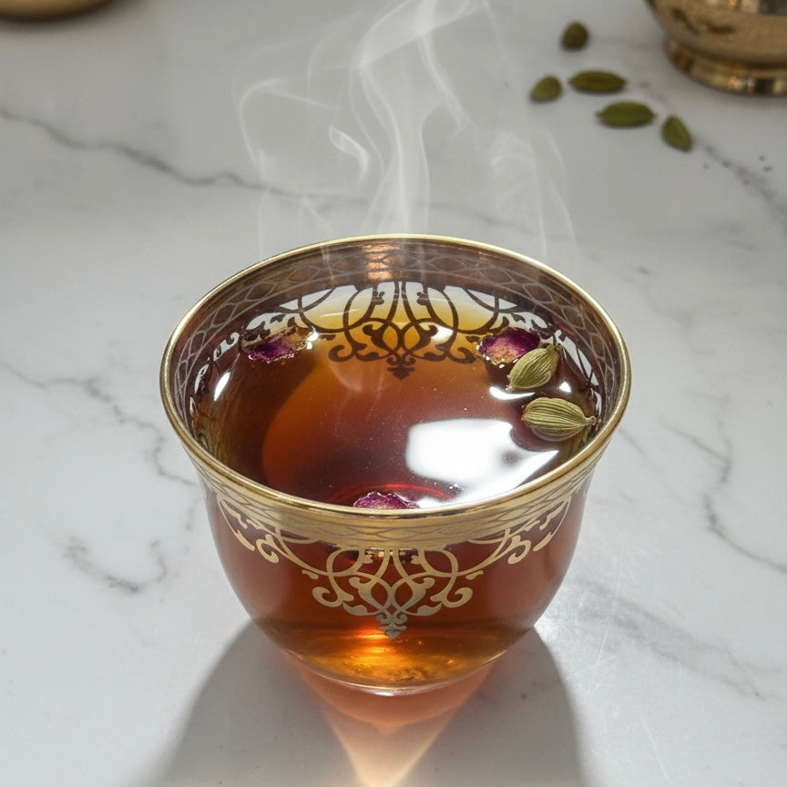Cawa Arabic Coffee Cups Set Gold – 6 Pieces (80cc, Turkish Made) - Mawaeen