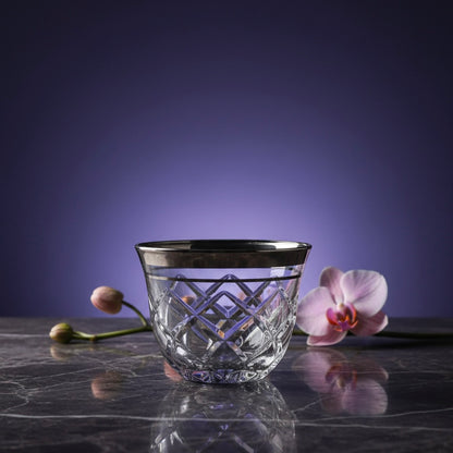 Cawa Arabic Coffee Cups Set Silver – 6 Pieces (80cc, Turkish Made) - Mawaeen