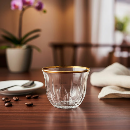 Cawa Arabic Coffee Cups Set Gold – 6 Pieces (80cc, Turkish Made) - Mawaeen