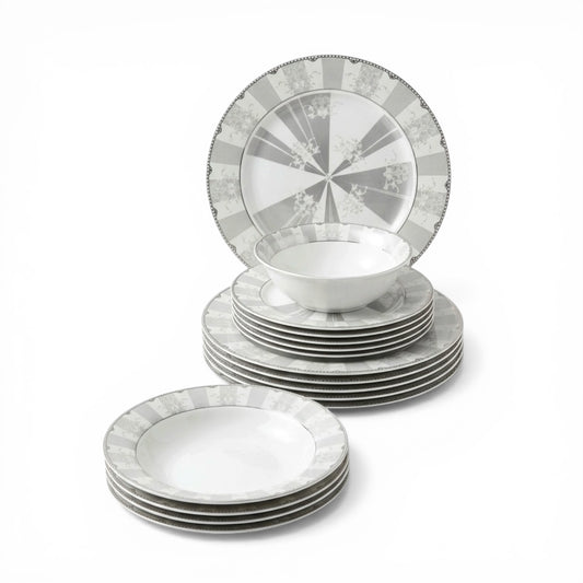 24-Piece Porcelain Dinner Set – Elegant Classic Design - Mawaeen