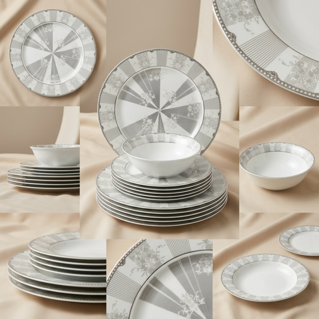 24-Piece Porcelain Dinner Set – Elegant Classic Design - Mawaeen