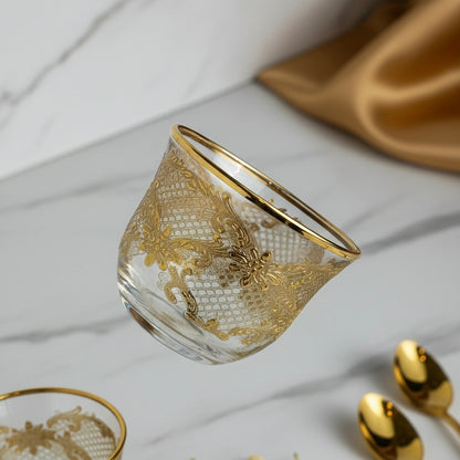 Cawa Arabic Coffee Cups Set Gold – 6 Pieces (80cc, Turkish Made) - Mawaeen