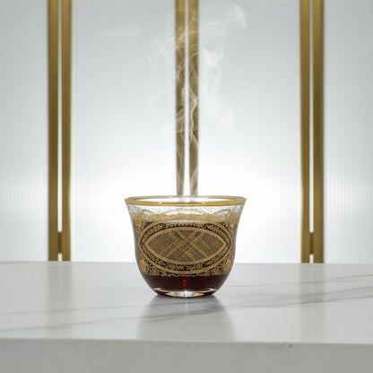 Cawa Arabic Coffee Cups Set Gold – 6 Pieces (80cc, Turkish Made) - Mawaeen