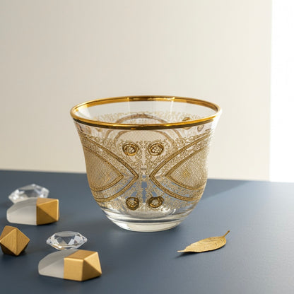 Cawa Arabic Coffee Cups Set Gold – 6 Pieces (80cc, Turkish Made) - Mawaeen