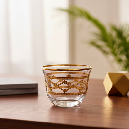 Cawa Arabic Coffee Cups Set Gold – 6 Pieces (80cc, Turkish Made) - Mawaeen