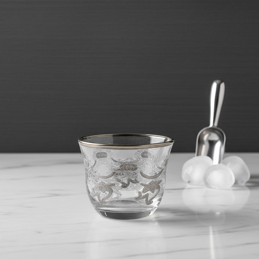 Cawa Arabic Coffee Cups Set Silver – 6 Pieces (80cc, Turkish Made) - Mawaeen