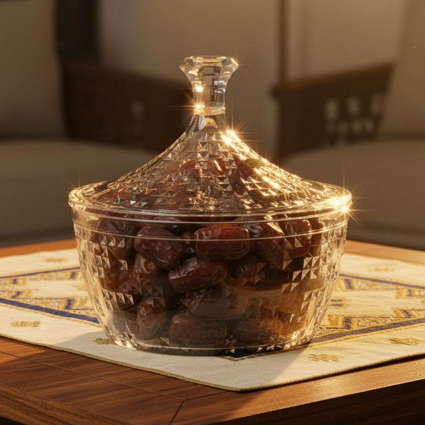 Premium Acrylic Date Bowl with Lid – Elegant Serving Piece (M) - Mawaeen