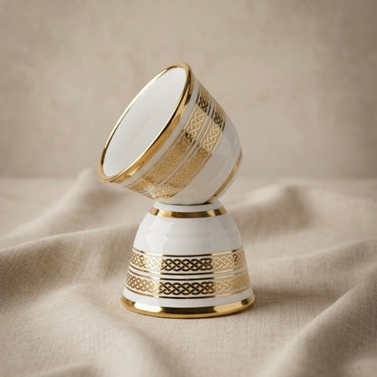 Cawa Cup Set Gold Line – 12-Piece Porcelain Coffee Cups - (80 CC) - Mawaeen