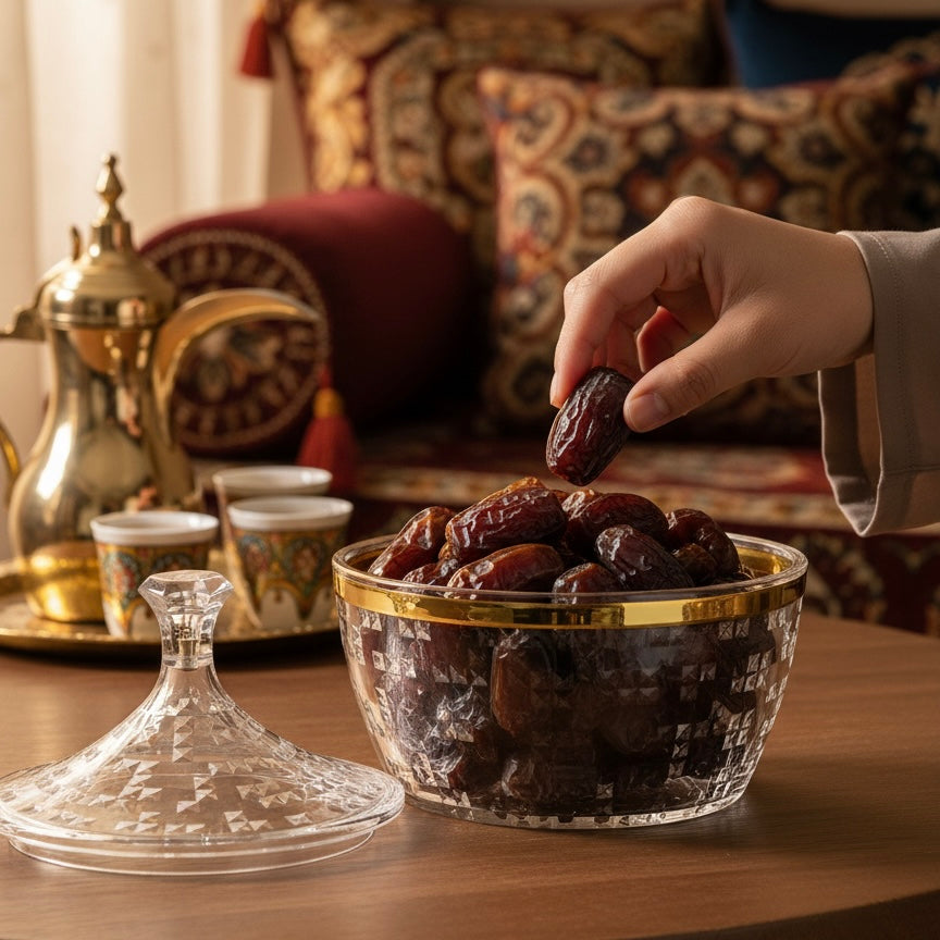 Premium Acrylic Date Bowl with Lid G/Line – Elegant Serving Piece (L)
