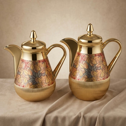 Arabic Dallah Set 0.35L + 0.5L – Gold Finish | Najib - Mawaeen