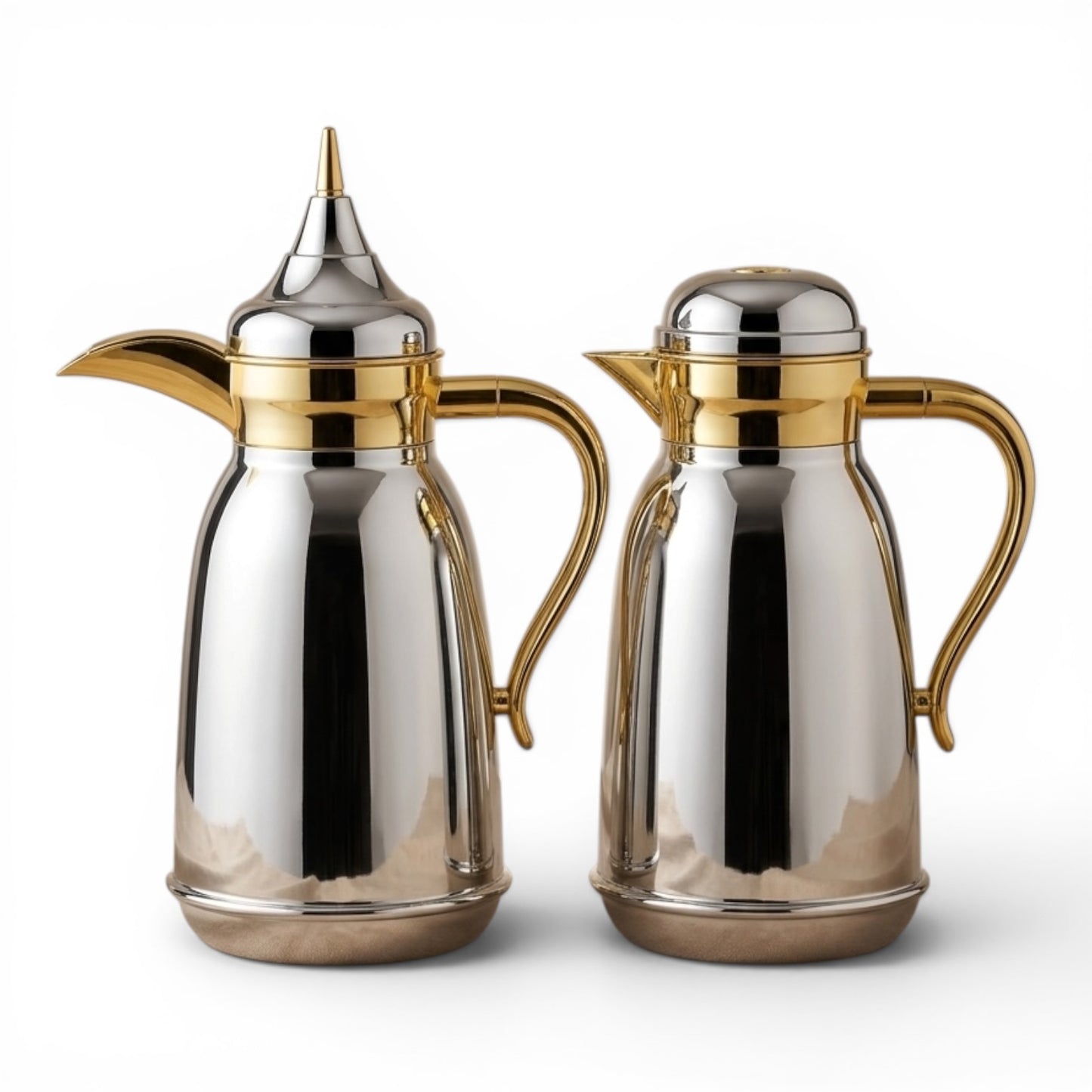 Najib Luxury Silver & Gold Dallah Set – 1L + 1L - Mawaeen