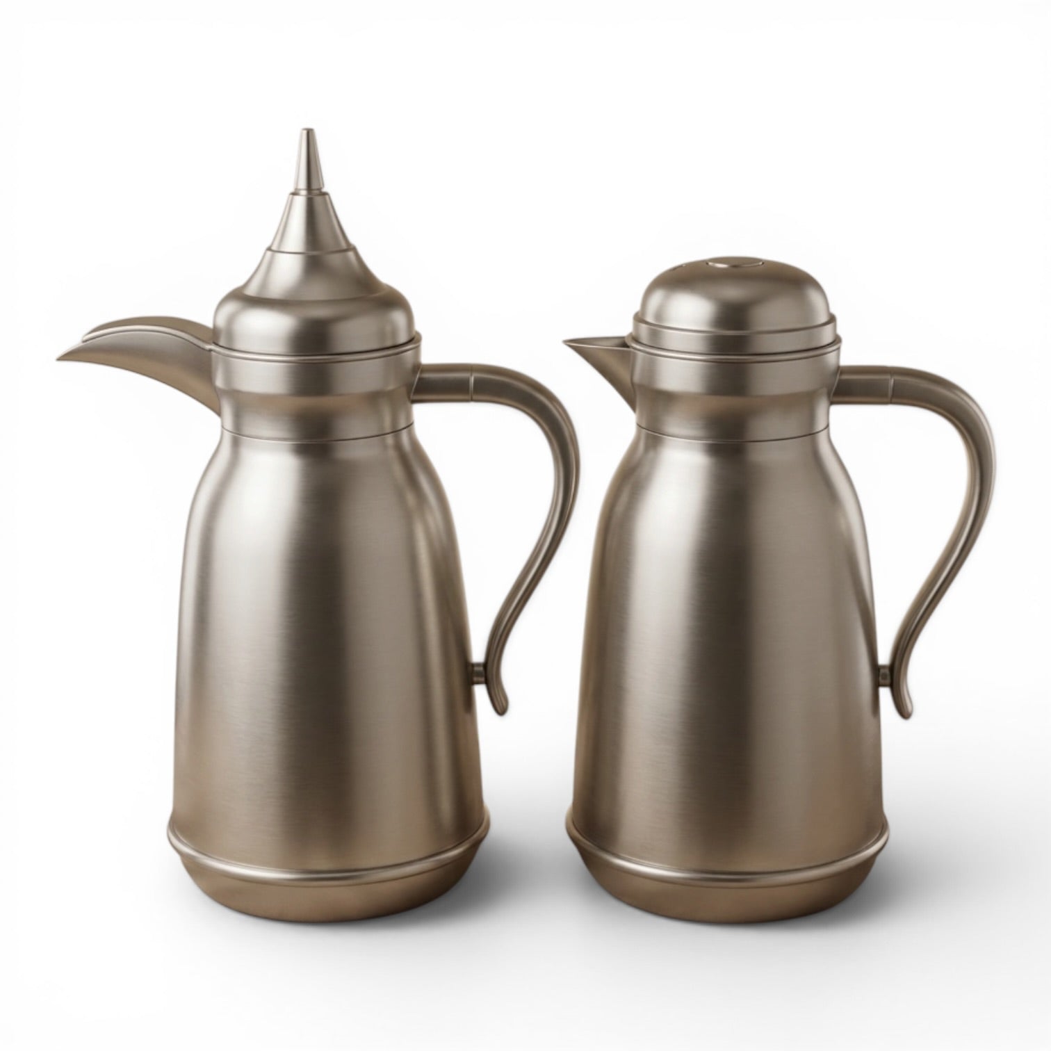 Najib Modern Matte Silver Dallah Set – 1L + 1L - Mawaeen