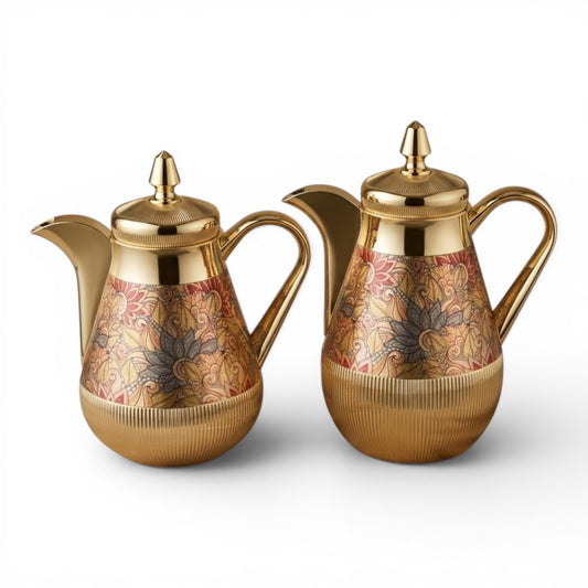 Arabic Dallah Set 0.35L + 0.5L – Gold Finish | Najib - Mawaeen