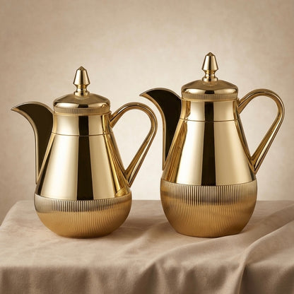 Arabic Dallah Set 0.35L + 0.5L – Gold Finish | Najib - Mawaeen