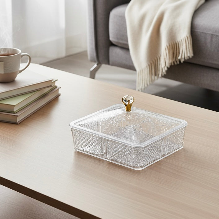 Elegant Acrylic Candy Box D/4 with Lid – Square Design (S) - Mawaeen