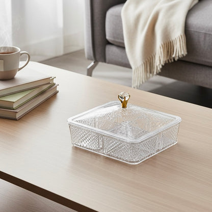 Elegant Acrylic Candy Box D/4 with Lid – Square Design (S) - Mawaeen