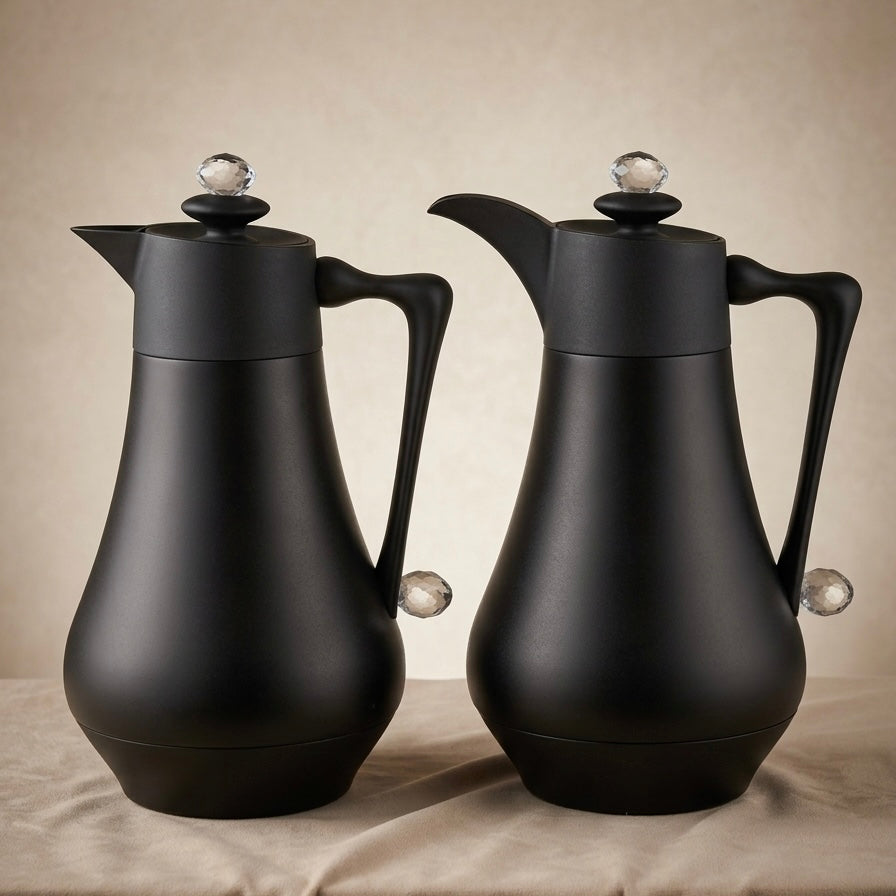 Najib Vacuum Flask Set – Black | 1.0L + 1.0L - Mawaeen