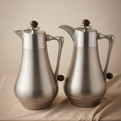 Najib Vacuum Flask Set – Matt Silver | 1.0L + 1.0L - Mawaeen