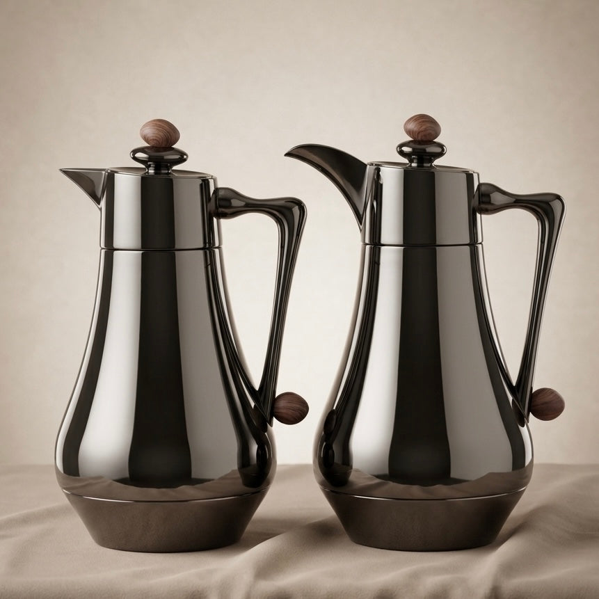 Najib Vacuum Flask Set – Chrome | 1.0L + 1.0L - Mawaeen