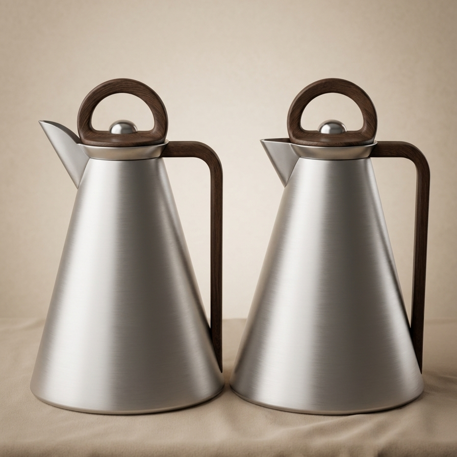 Najib Dallah Set – Matt Silver - Wood | 1.0L + 1.0L - Mawaeen
