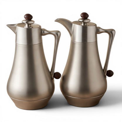 Najib Vacuum Flask Set – Matt Silver | 1.0L + 1.0L - Mawaeen