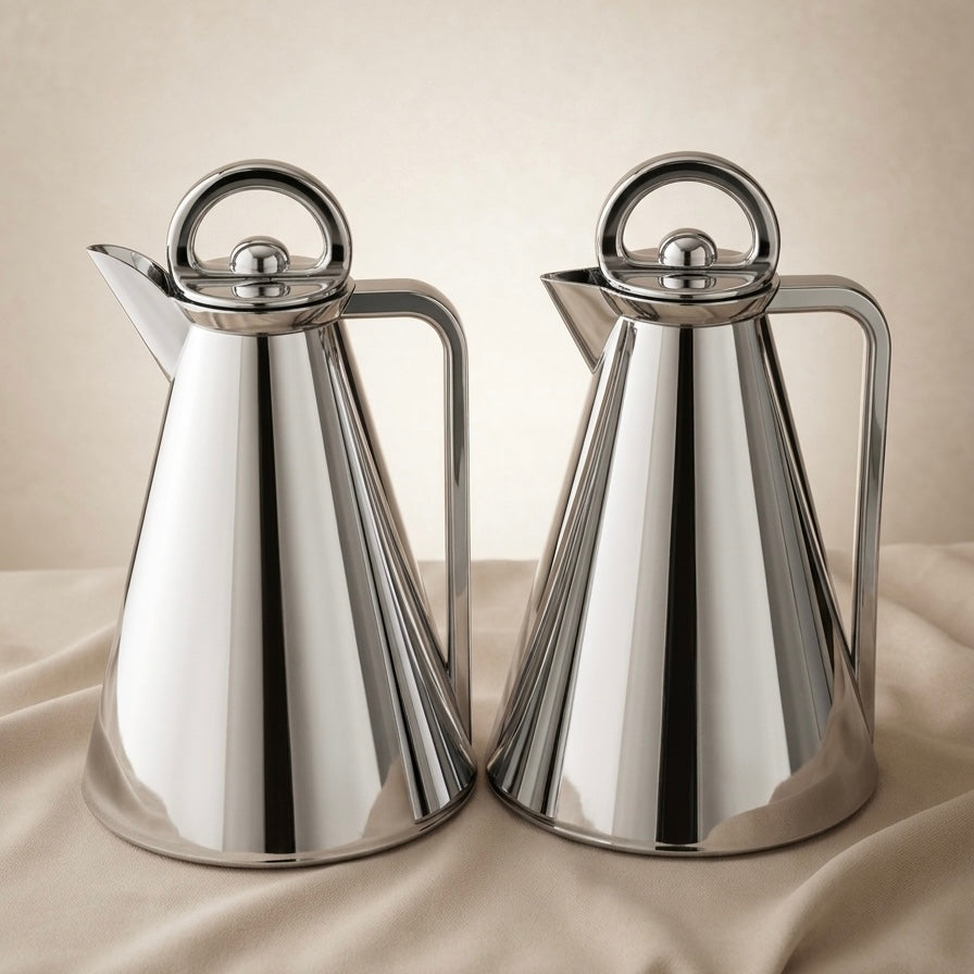 Najib Dallah Set – Mirror Silver | 1.0L + 1.0L - Mawaeen