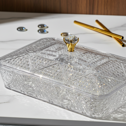 Elegant Rectangular Acrylic Candy Box D/6 with Lid Clear – (L) - Mawaeen