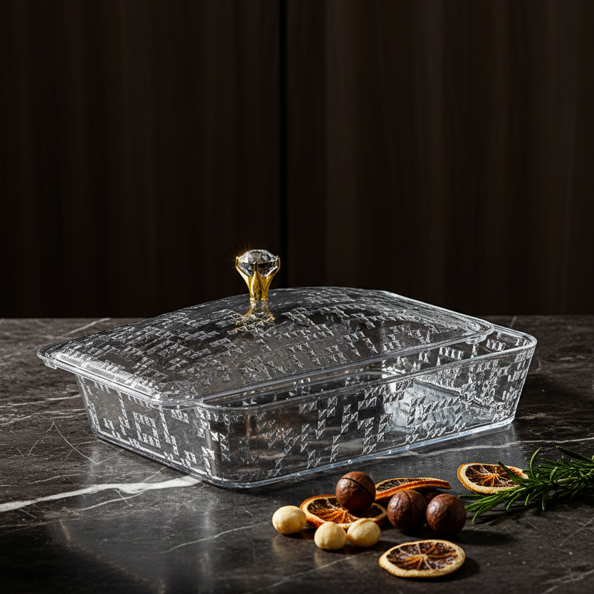 Elegant Rectangular Acrylic Candy Box with Lid Clear – (L) - Mawaeen