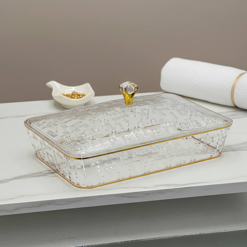 Elegant Rectangular Acrylic Candy Box with Lid G/Line – (L) - Mawaeen
