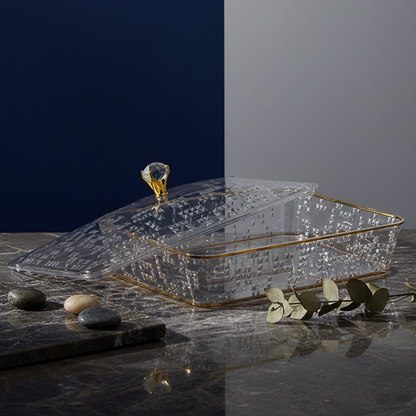 Elegant Rectangular Acrylic Candy Box with Lid G/Line – (L) - Mawaeen