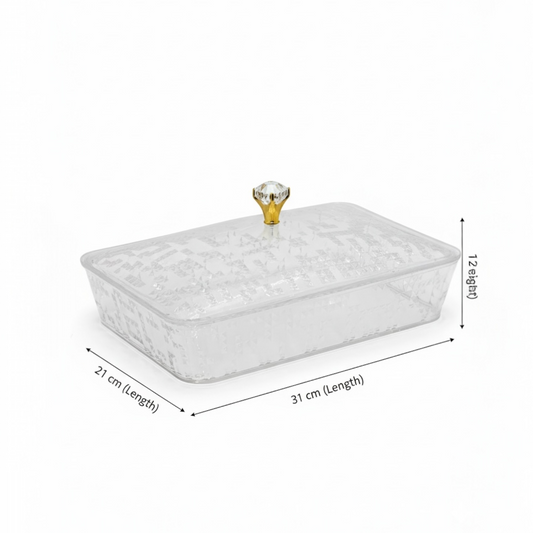 Elegant Rectangular Acrylic Candy Box D/6 with Lid Clear – (S)