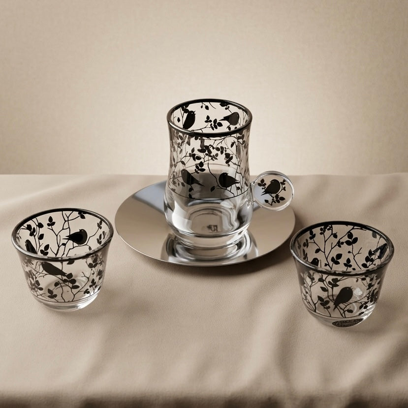 Midnight Song 18-Piece Hospitality Set – Black Birds - Mawaeen