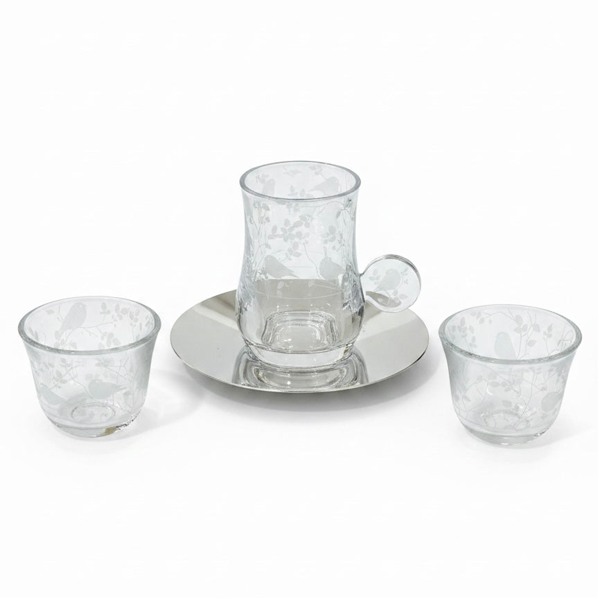 Spring Birds 18-Piece Hospitality Set – Silver - Mawaeen