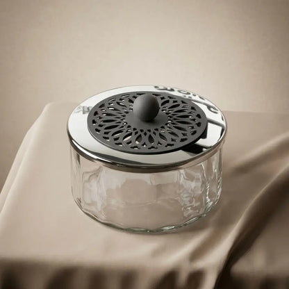 Modern Glass Candy Box (S) - Silver - Mawaeen