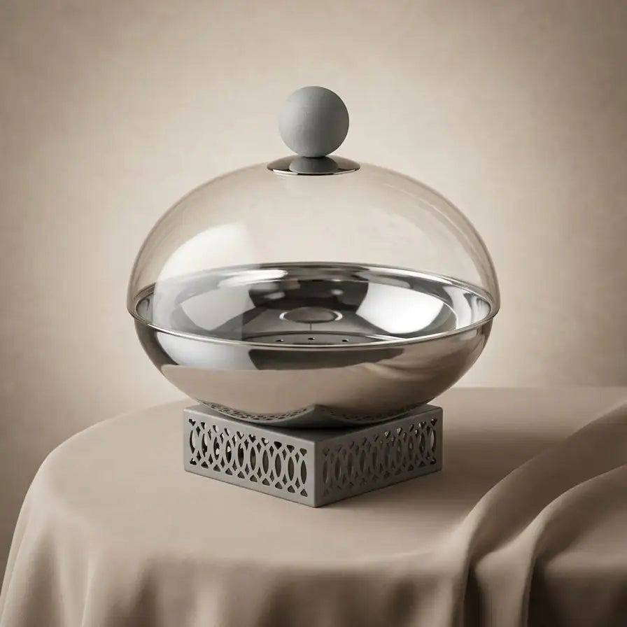 Modern Salad Bowl with Glass Dome – Gray - Mawaeen