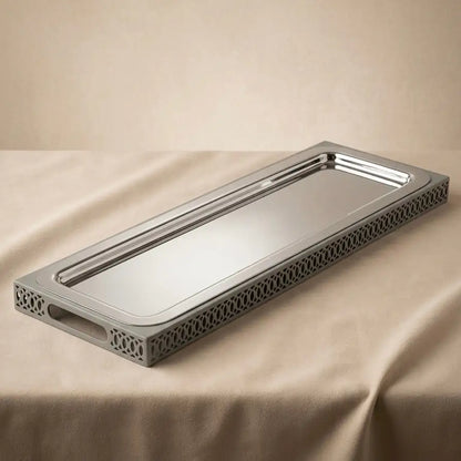 Modern Rectangular Serving Tray (S) – Silver - Mawaeen