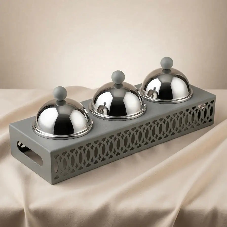 Modern Triple Candy Bowl Set - Gray - Mawaeen
