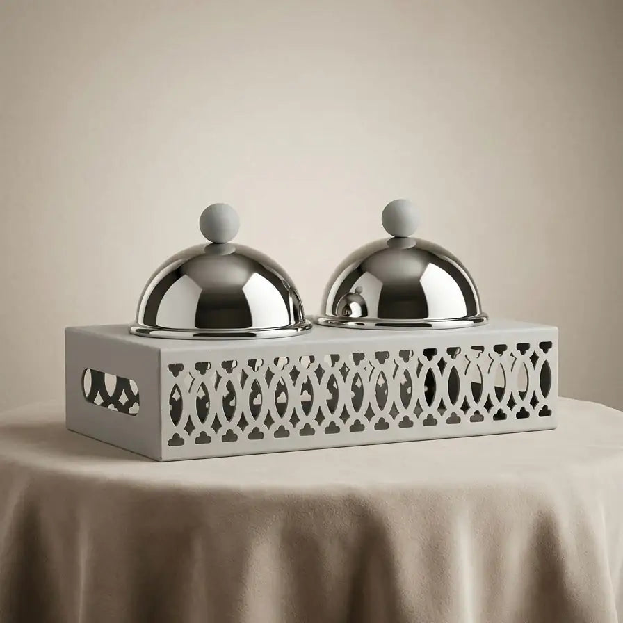 Modern Dual Candy Bowl Set - Gray - Mawaeen
