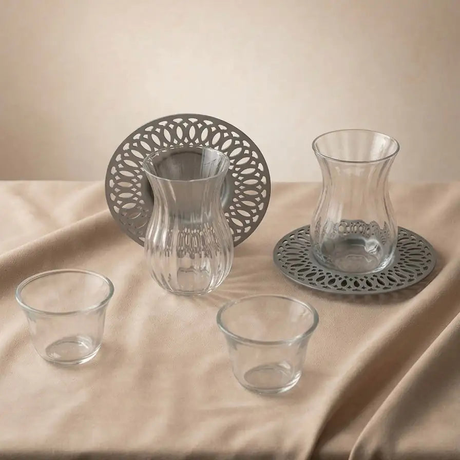 Modern 18-Piece Tea & Coffee Serving Set – Gray - Mawaeen
