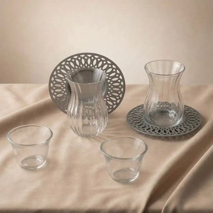 Modern 18-Piece Tea & Coffee Serving Set – Gray - Mawaeen