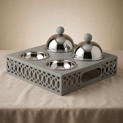Modern Quadruple Candy Bowl Set - Gray - Mawaeen