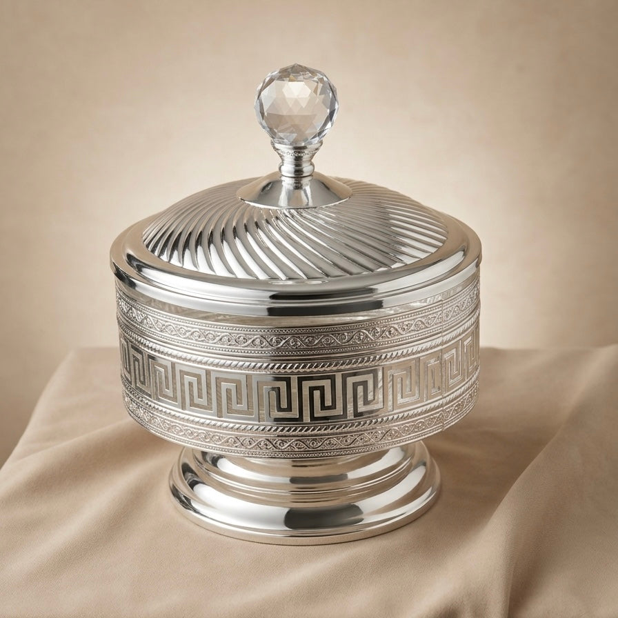 Modern Silver Filigree Candy Bowl - L - Mawaeen